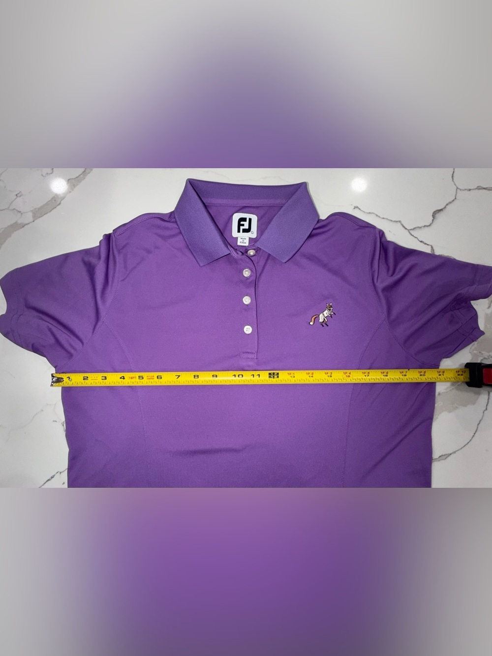 FootJoy FJ Women's Purple Golf Polo Shirt Size Large Fox Coat Logo Short Sleeve - Picture 7 of 9